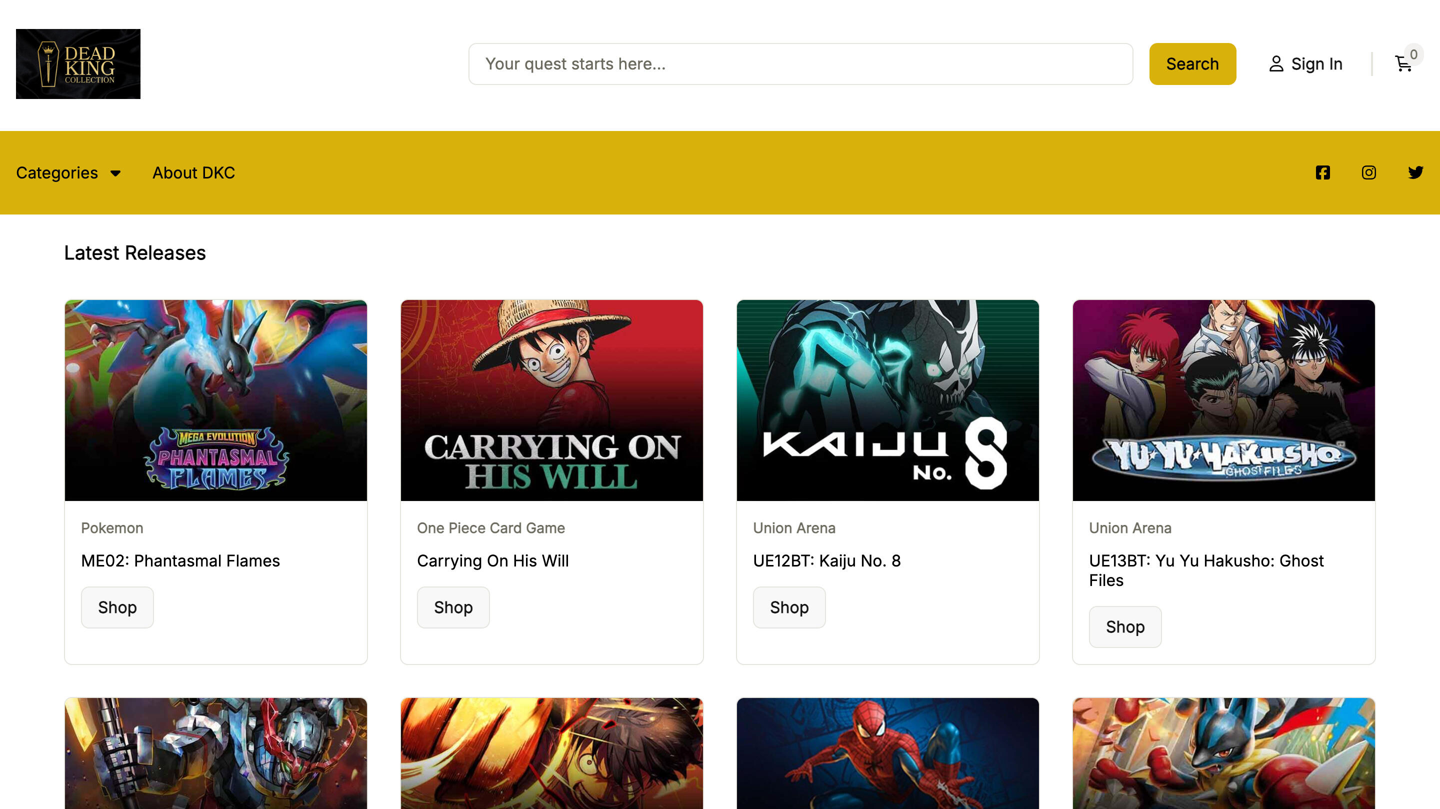 Dead King Collection TCGPlayer Store