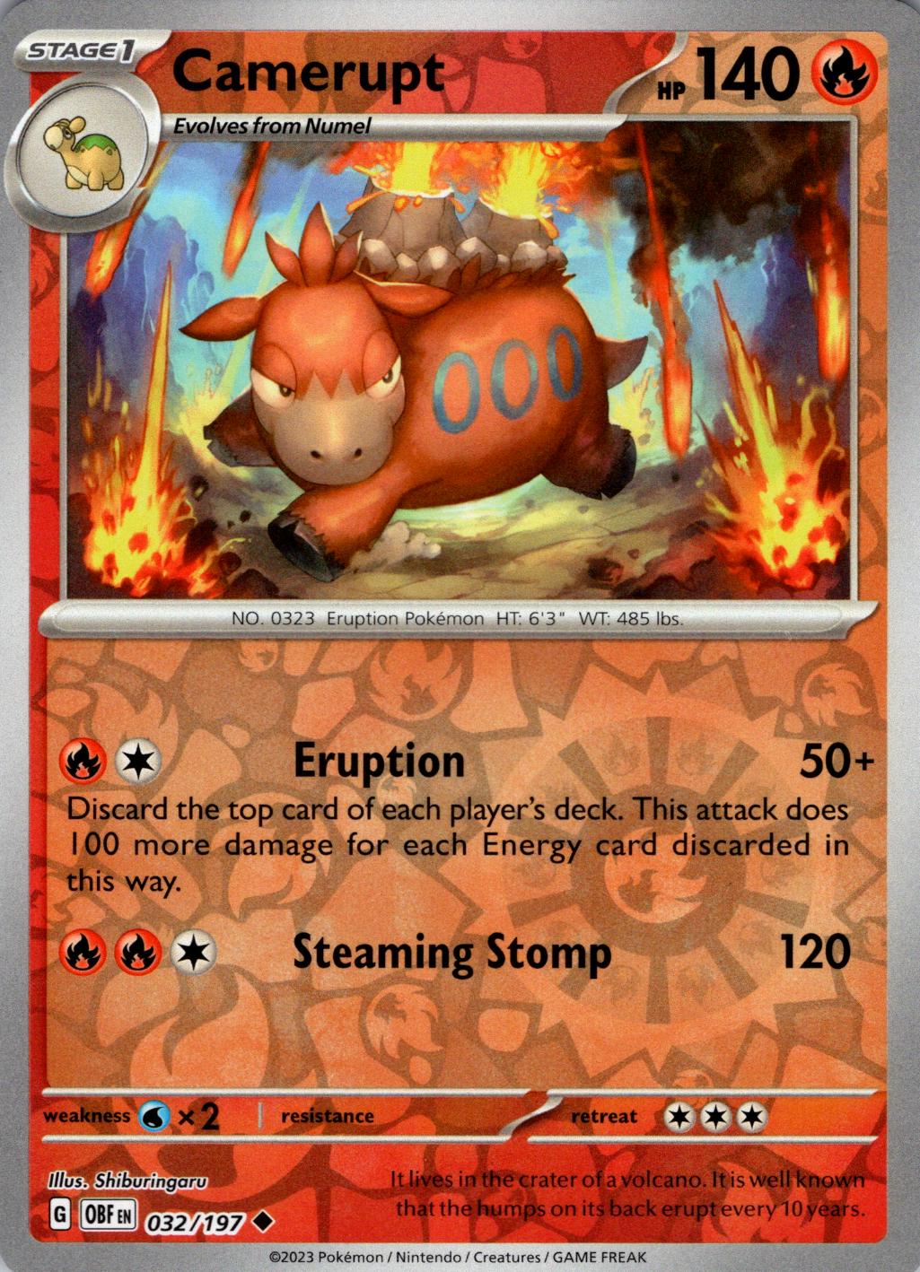 Camerupt [032/197] - SV03: Obsidian Flames (OBF) - Reverse Holofoil