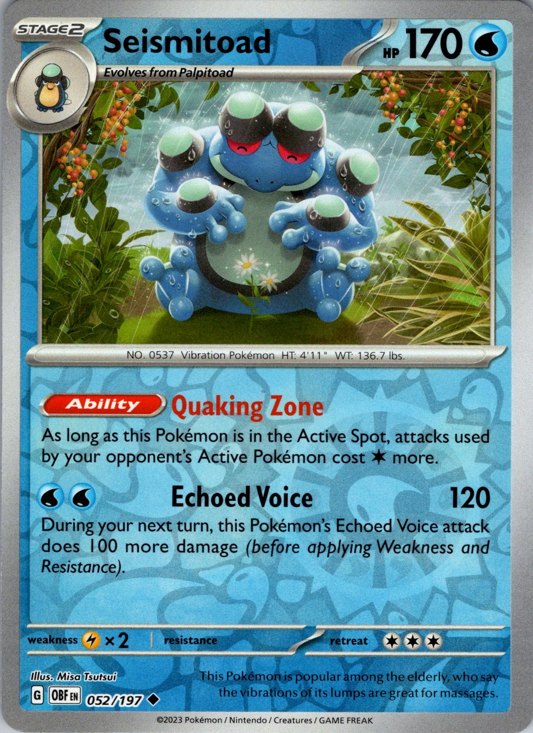 Seismitoad [052/197] - SV03: Obsidian Flames (OBF) - Reverse Holofoil