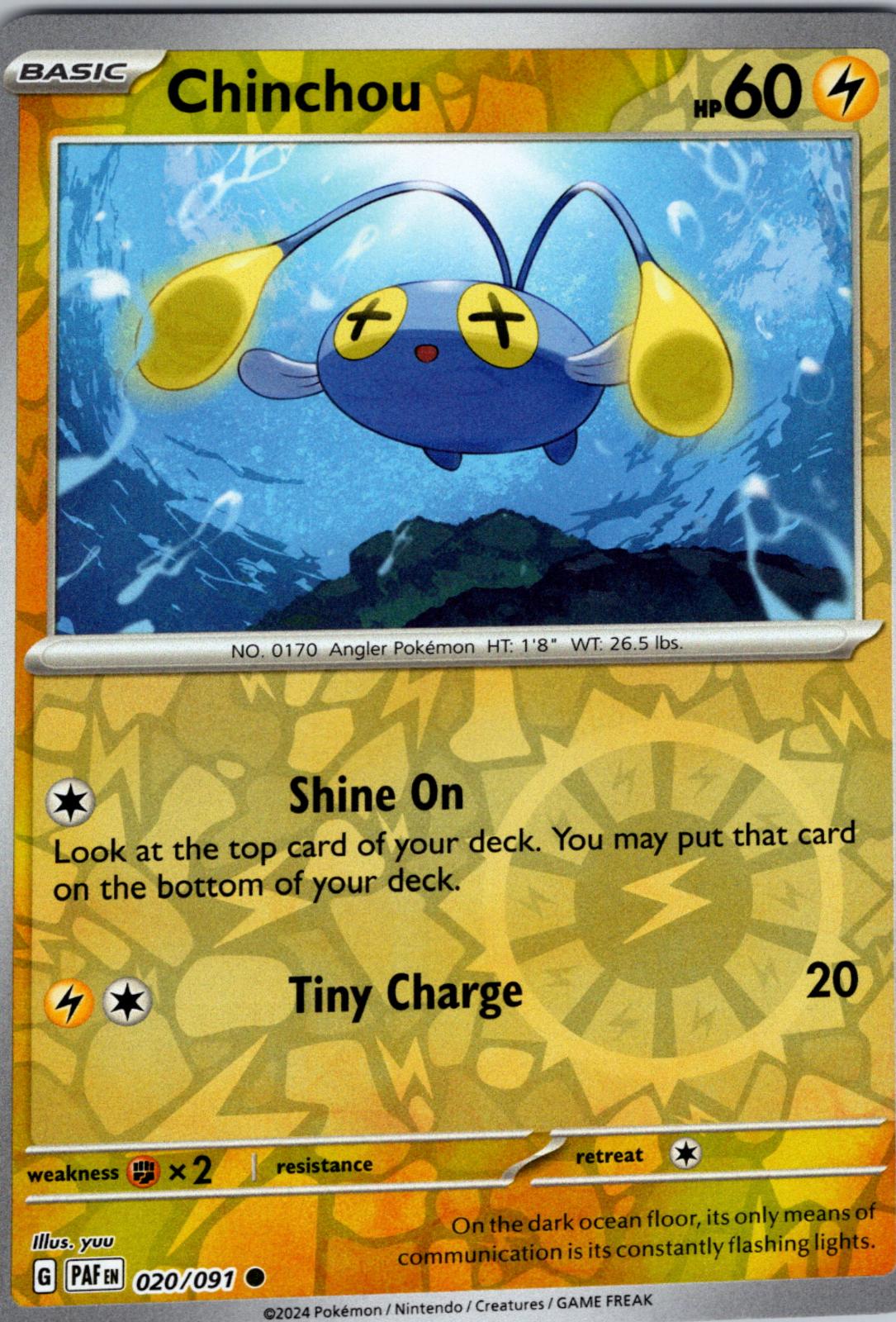Chinchou [020/091] - SV: Paldean Fates (PAF) - Reverse Holofoil