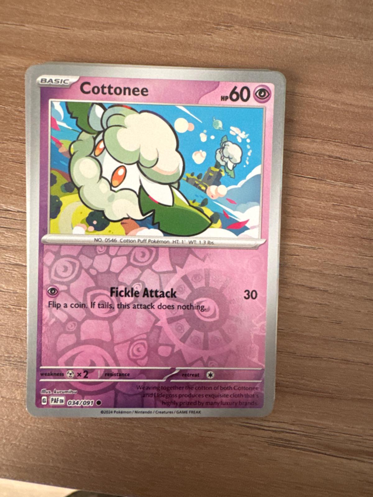 Cottonee [034/091] - SV: Paldean Fates (PAF) - Reverse Holofoil