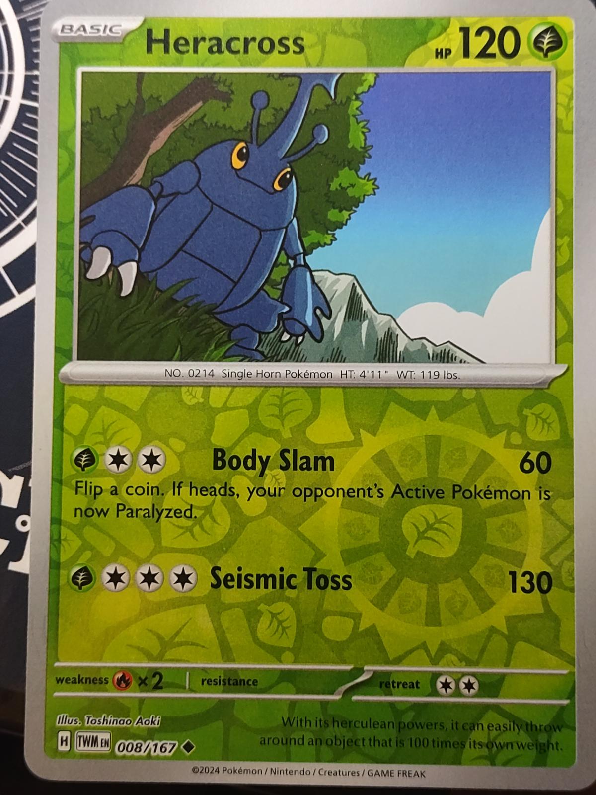 Heracross [008/167] - SV06: Twilight Masquerade (TWM) - Reverse Holofoil