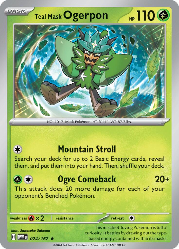 Teal Mask Ogerpon [024/167] - SV06: Twilight Masquerade (TWM) - Reverse Holofoil
