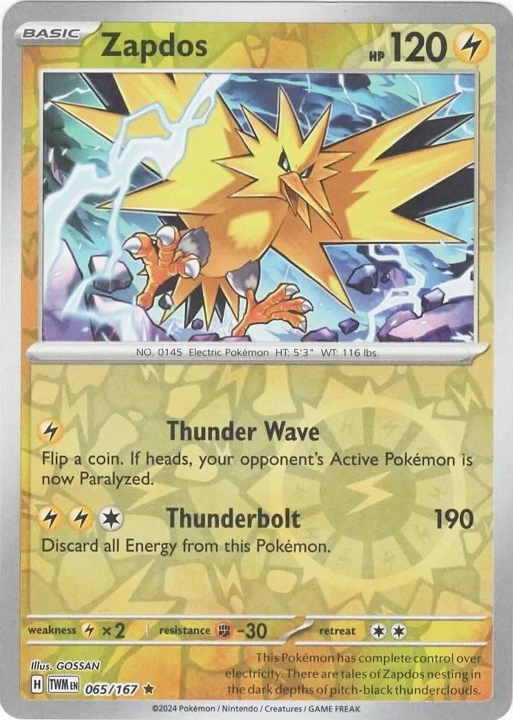 Zapdos [065/167] - SV06: Twilight Masquerade (TWM) - Reverse Holofoil