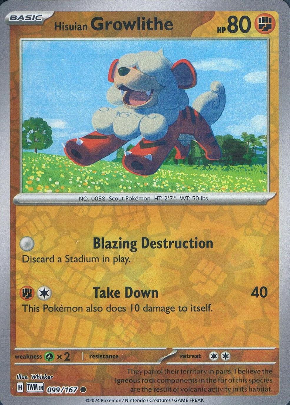 Hisuian Growlithe - 099/167 [099/167] - SV06: Twilight Masquerade (TWM) - Reverse Holofoil