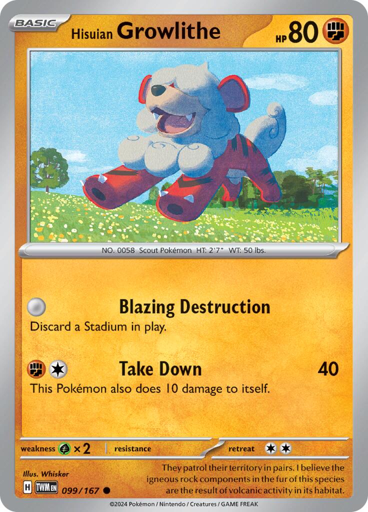 Hisuian Growlithe - 099/167 [099/167] - SV06: Twilight Masquerade (TWM)