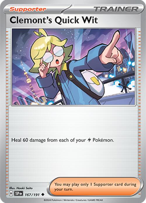Clemont's Quick Wit - 167/191 [167/191] - SV08: Surging Sparks (SSP) - Reverse Holofoil