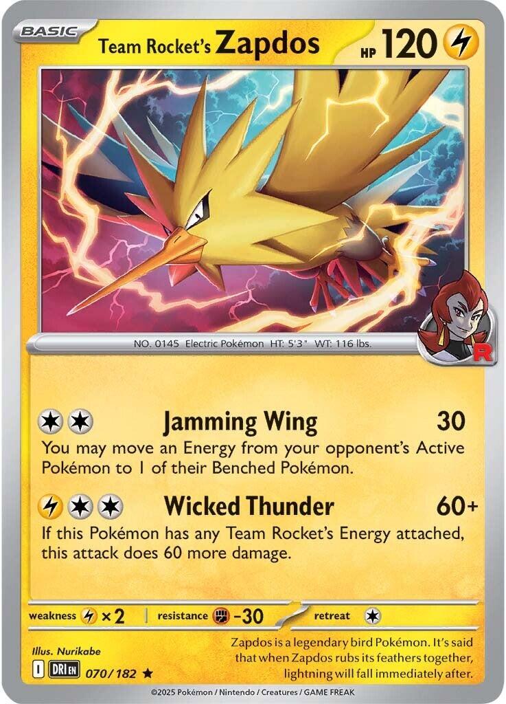 Team Rocket's Zapdos [070/182] - SV10: Destined Rivals (DRI) - Holofoil