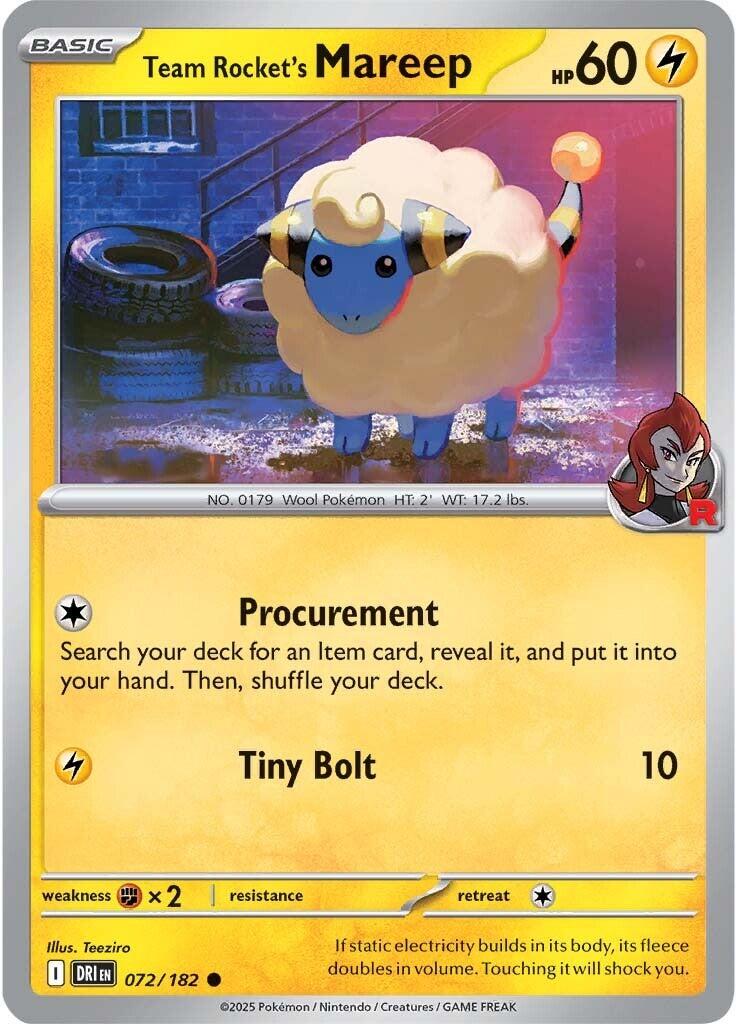 Team Rocket's Mareep [072/182] - SV10: Destined Rivals (DRI) - Reverse Holofoil