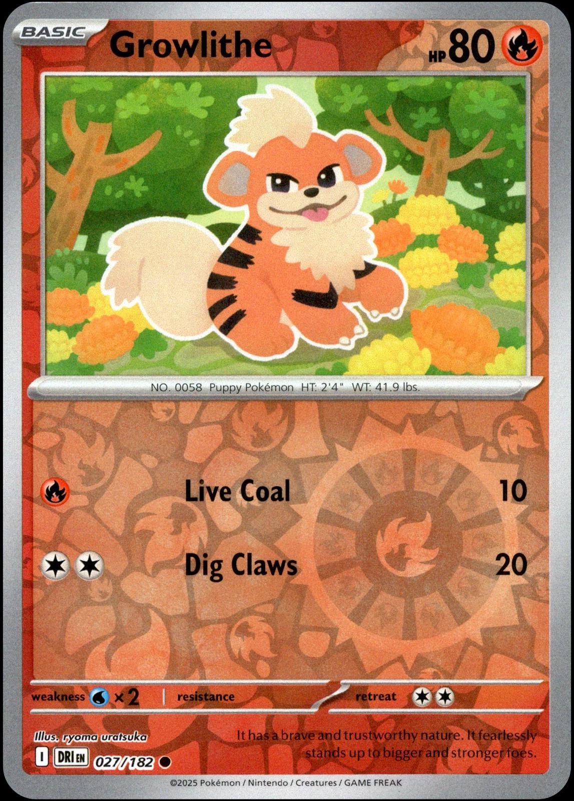 Growlithe [027/182] - SV10: Destined Rivals (DRI) - Reverse Holofoil