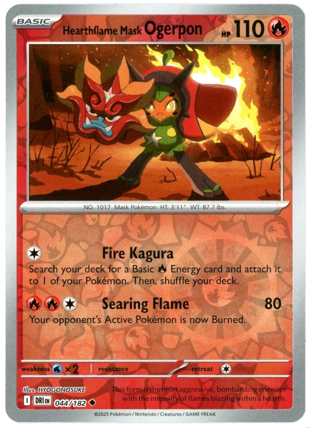Hearthflame Mask Ogerpon [044/182] - SV10: Destined Rivals (DRI) - Reverse Holofoil