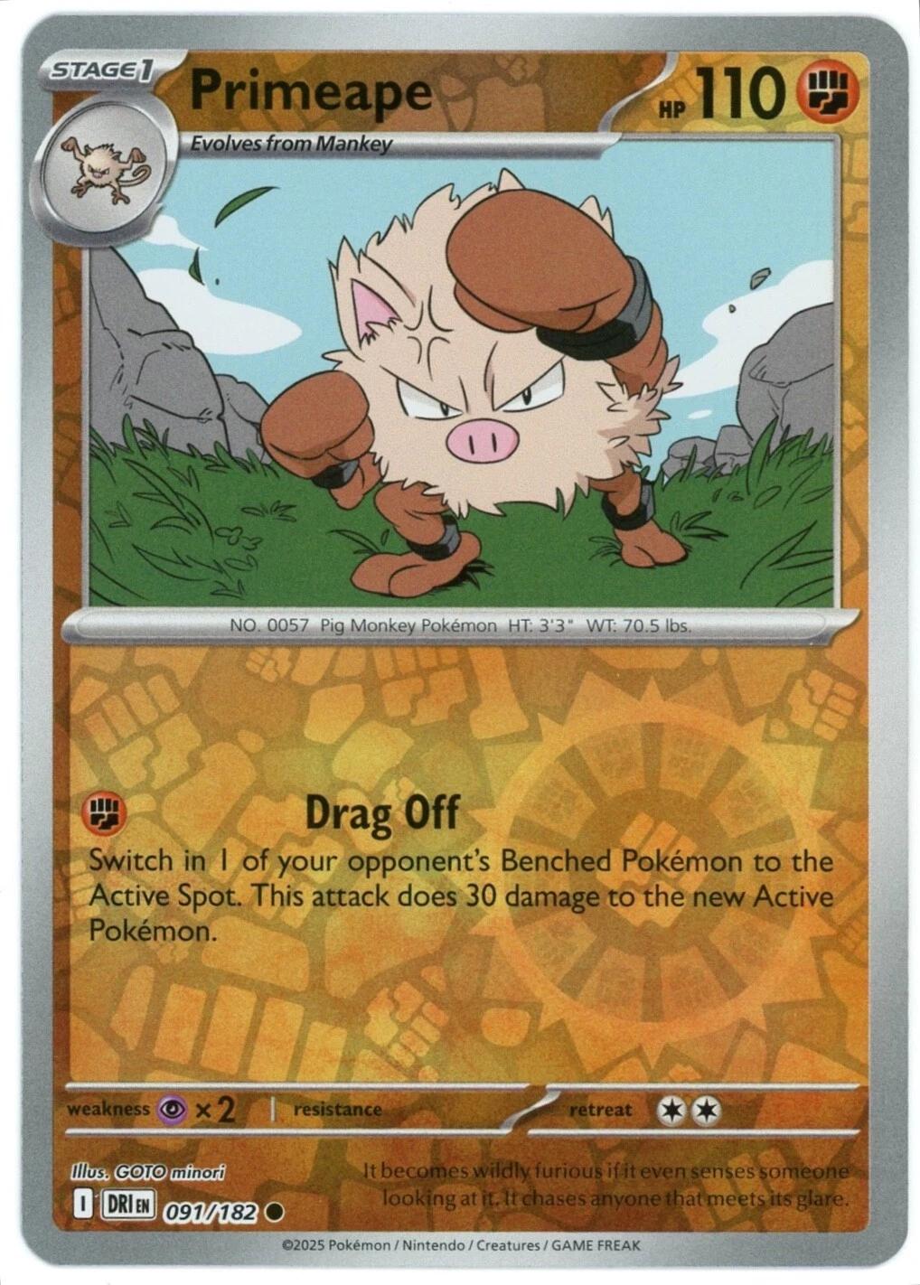 Primeape [091/182] - SV10: Destined Rivals (DRI) - Reverse Holofoil