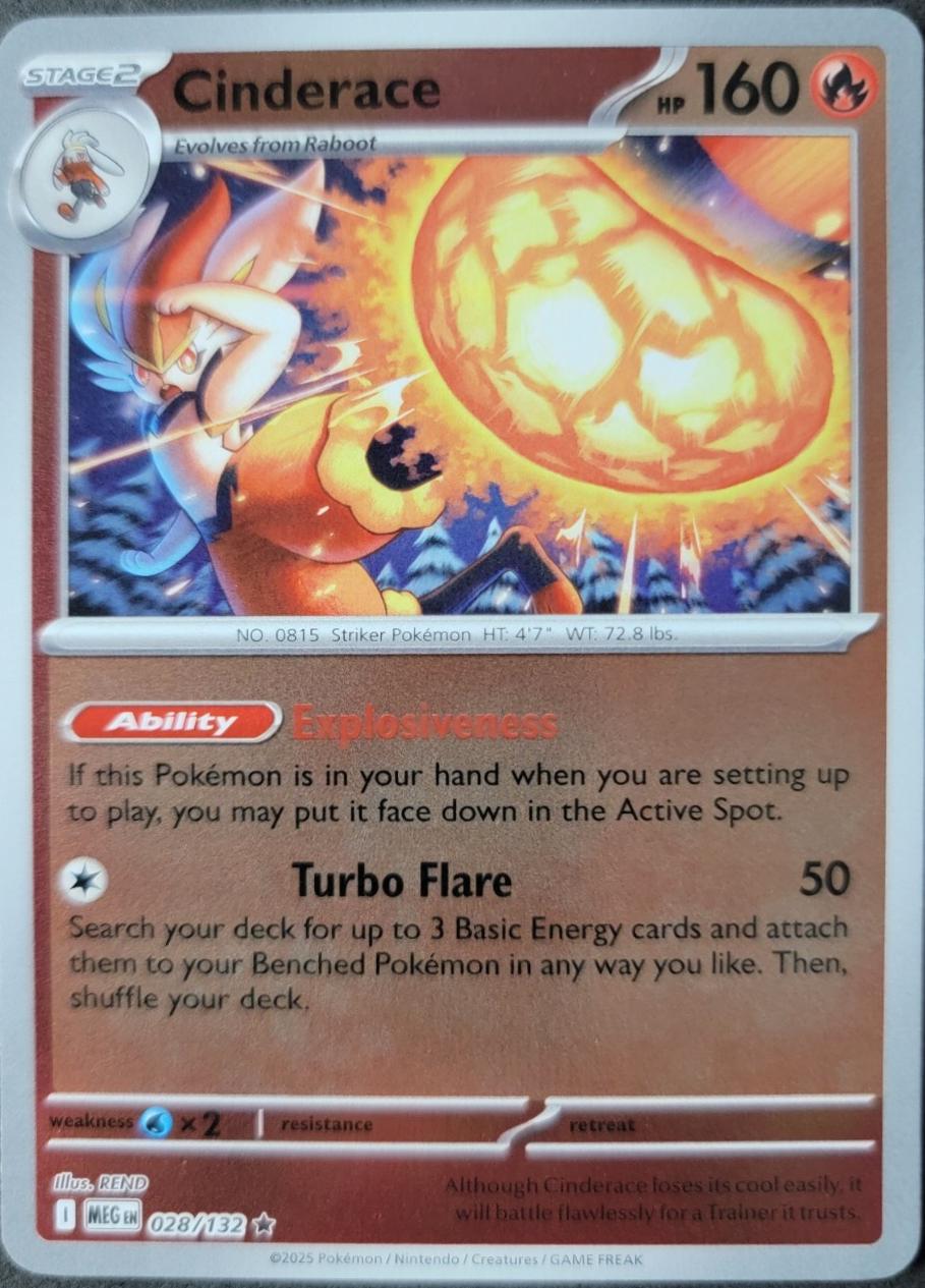 Cinderace [028/132] - ME01: Mega Evolution (MEG) - Reverse Holofoil