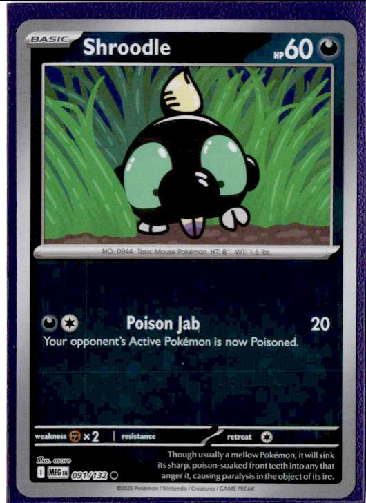 Shroodle - 091/132 [091/132] - ME01: Mega Evolution (MEG) - Reverse Holofoil