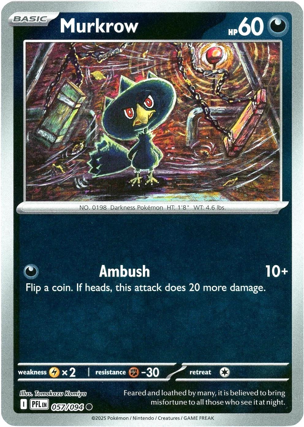 Murkrow [057/094] - ME02: Phantasmal Flames (PFL) - Reverse Holofoil