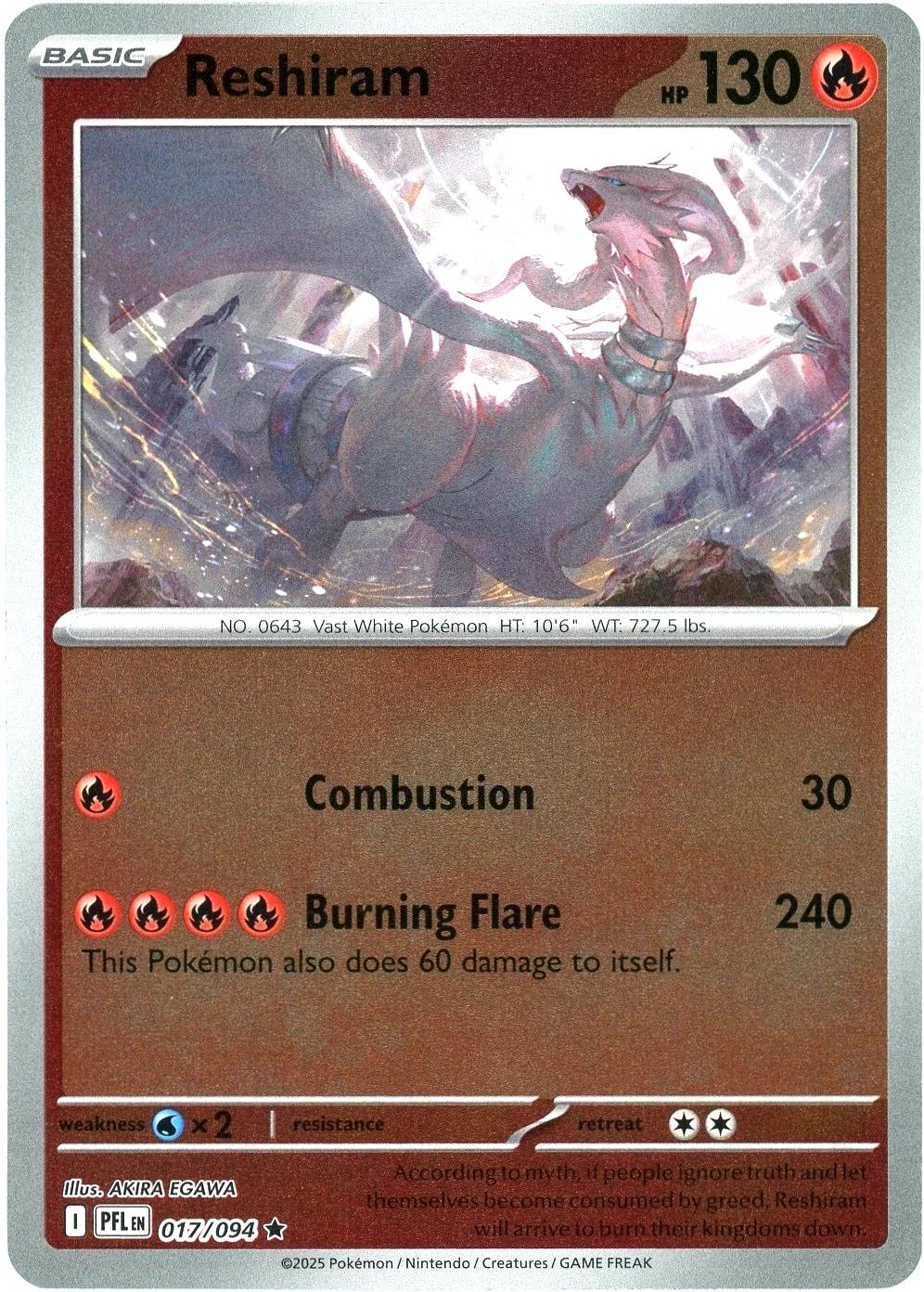 Reshiram [017/094] - ME02: Phantasmal Flames (PFL) - Reverse Holofoil