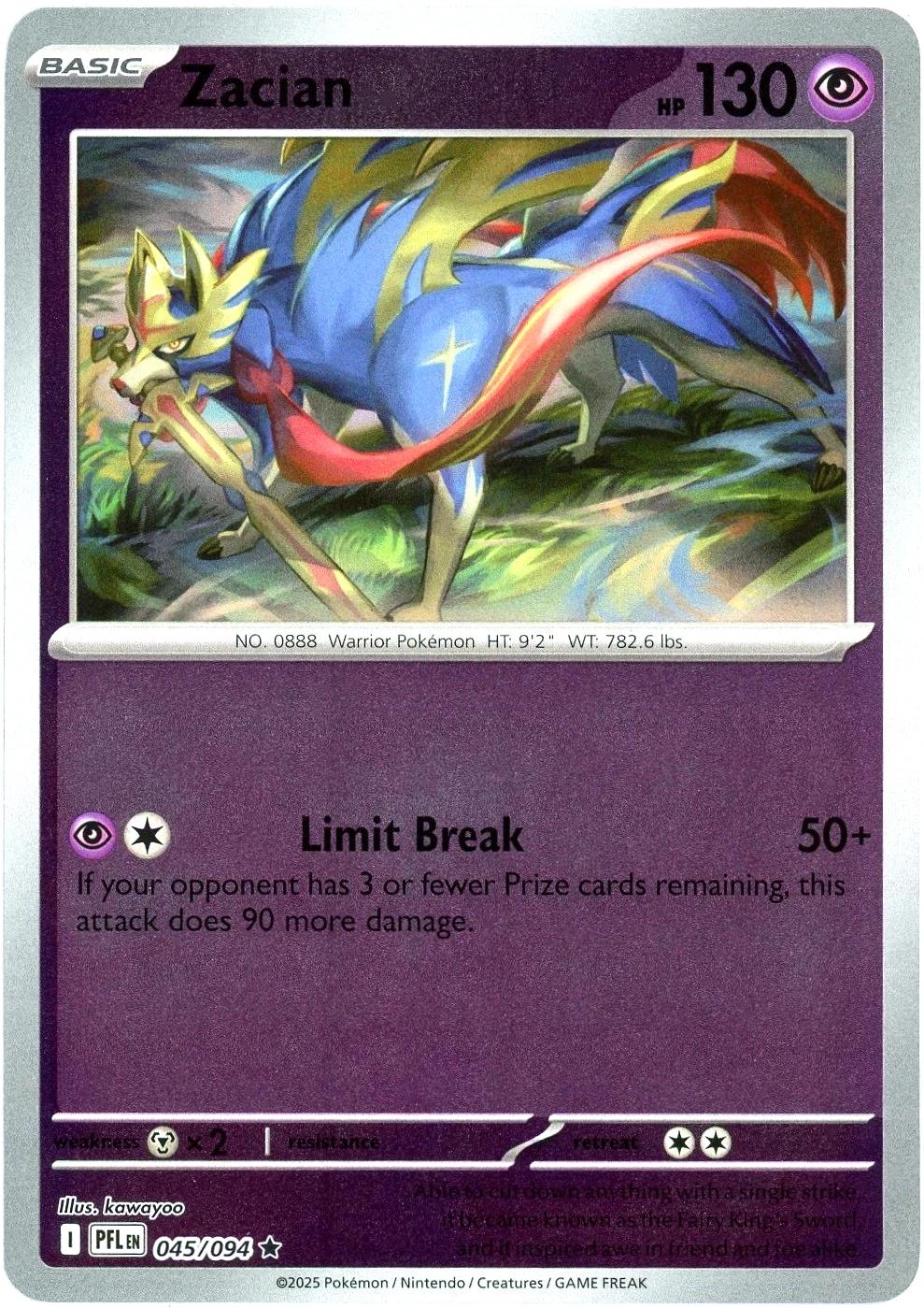 Zacian - 045/094 [045/094] - ME02: Phantasmal Flames (PFL) - Reverse Holofoil