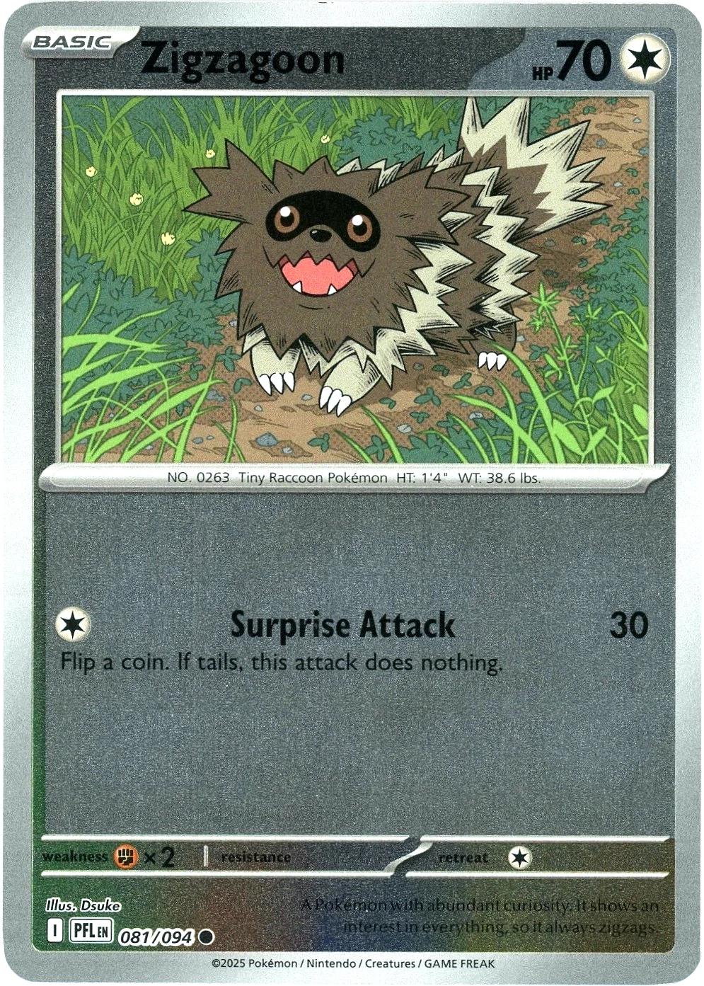Zigzagoon [081/094] - ME02: Phantasmal Flames (PFL) - Reverse Holofoil