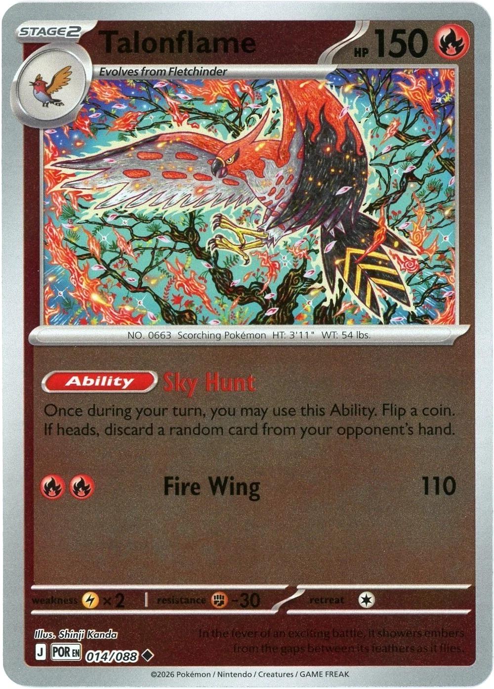 Talonflame - 014/088 [014/088] - ME03: Perfect Order (POR) - Reverse Holofoil