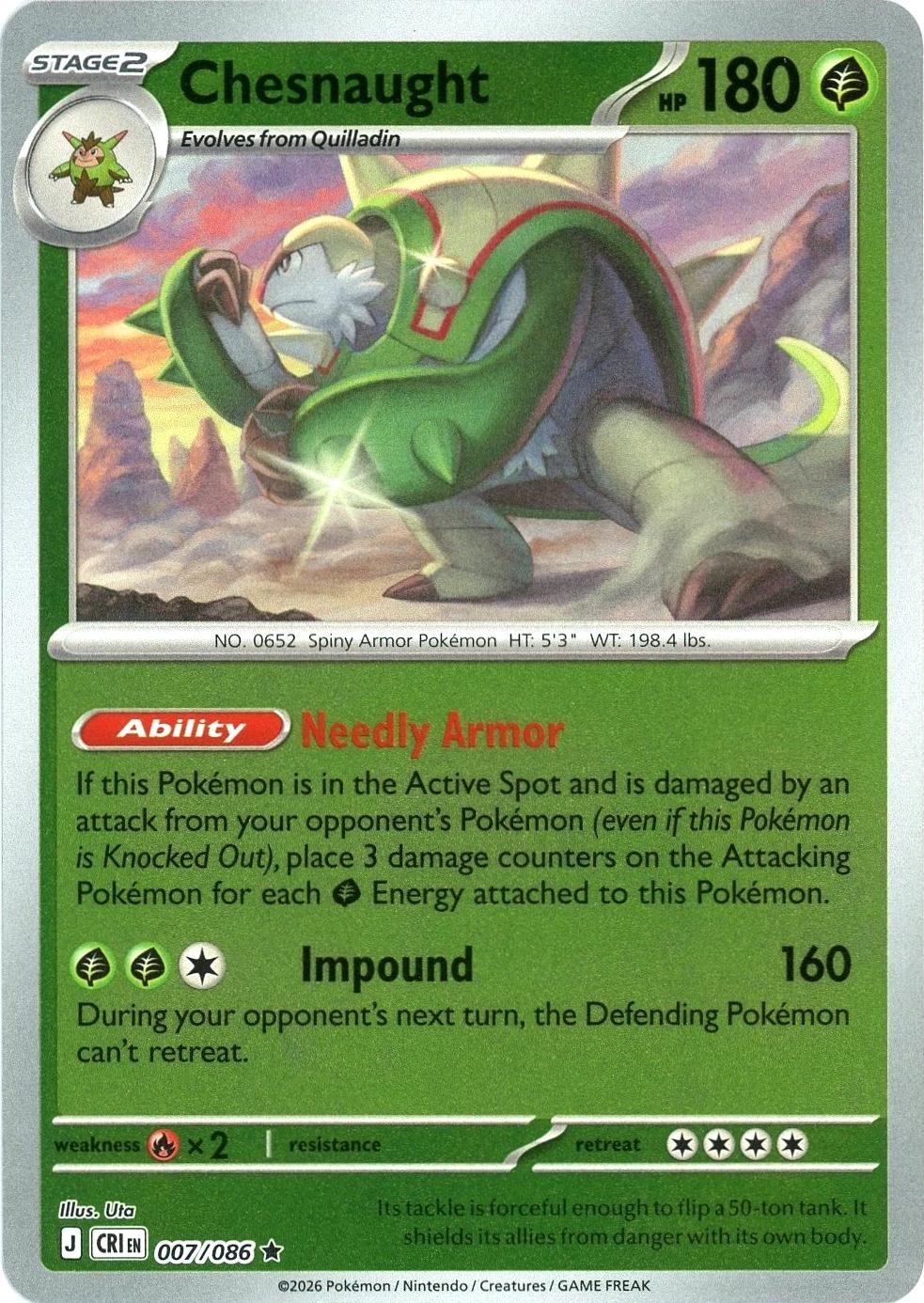 Chesnaught [007/086] - ME04: Chaos Rising (CRI) - Reverse Holofoil